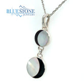 Silver Black and White Mother of Pearl Necklace -18"